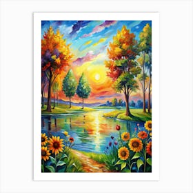 Sunset By The Lake Art Print