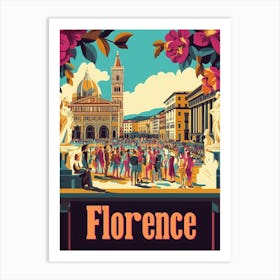 Aihrgdesign A 1970s Inspired Travel Poster For Florence 1 Art Print