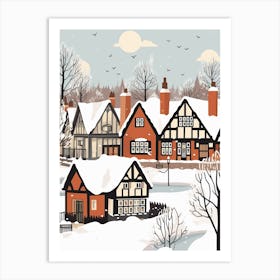 Retro Winter Illustration Stratford Upon Avon United Kingdom 2 Art Print