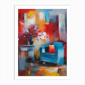 Abstract Blue Chair Art Print