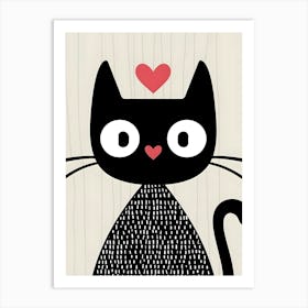 Black Cat With Heart Art Print