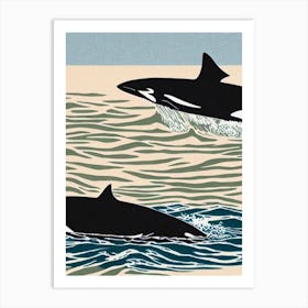 Orca (Killer Whale) II Linocut Art Print