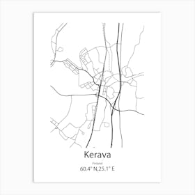 Kerava,Finland Minimalist Map Art Print