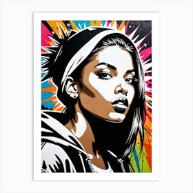 Graffiti Mural Of Beautiful Hip Hop Girl 75 Art Print