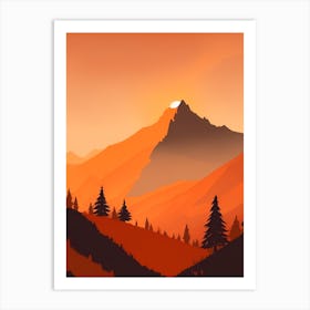 Misty Mountains Vertical Background In Orange Tone 1 Art Print