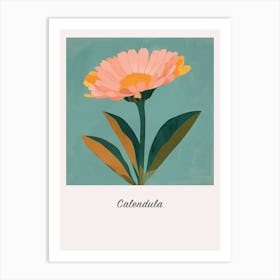 Calendula Square Flower Illustration Poster Art Print