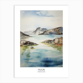 Nuuk 3 Watercolour Travel Poster Art Print