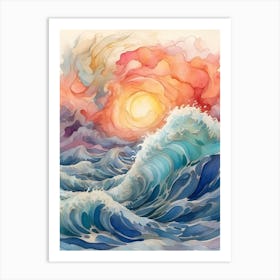 Watercolor Seascape Painting Art Print