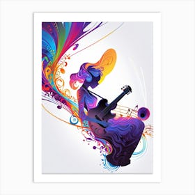 Colorful Woman Playing Guitar Art Print