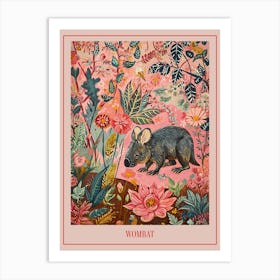 Floral Animal Painting Wombat 3 Poster Art Print