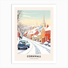 Vintage Winter Travel Poster Cornwall United Kingdom 4 Art Print