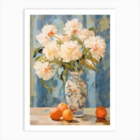 Marigold Flower And Peaches Still Life Painting 4 Dreamy Art Print