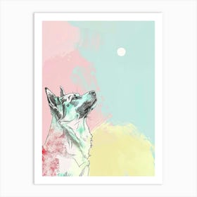 Australian Cattle Dog Pastel Line Watercolour Illustration  4 Art Print