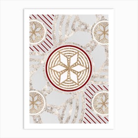 Geometric Abstract Glyph in Festive Gold Silver and Red n.0054 Art Print