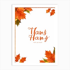 Autumn Leave Themed Vector Illustration Calligraphy Holyday Greeting Card Handwritten Style Typogr (1) Art Print