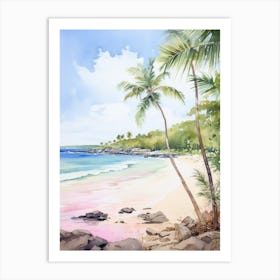 Watercolor Painting Of Flamenco Beach, Culebra Puerto Rico 1 Art Print