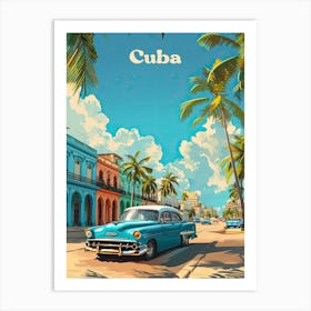 Cuba Classic Car Digital Travel Art Art Print