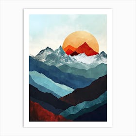 Luminous Ledges: Minimalist Peaks Art Print