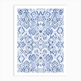 Blue Watercolour Bali Ikat Art Print