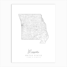 Missouri Minimal Street Map Art Print