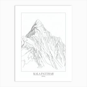 Kala Patthar Nepal Line Drawing 7 Poster Art Print