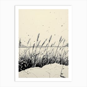 Reeds In The Snow Art Print