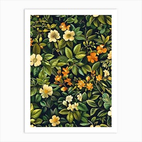 William Morris Inspired Flower Pattern 7 Art Print