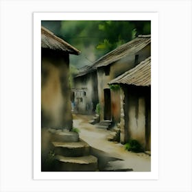 Village By Sanjay Kumar Art Print