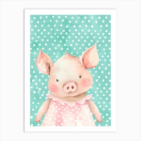 Little Baby Pig In A Dress. Whimsical Vintage Illustration, Kids Room Art Print