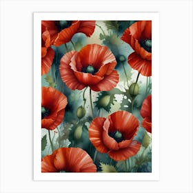 Wild Red Poppies Art Print