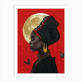 Black Woman With Butterflies 1 Art Print