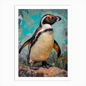 Galapagos Penguin Stewart Island Ulva Island Colour Block Painting 2 Art Print