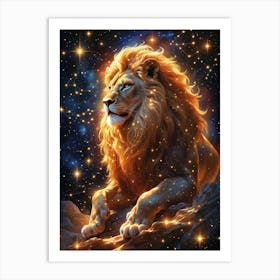 Lion In The Night Sky Poster