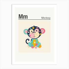 Animals Alphabet Monkey 1 Art Print