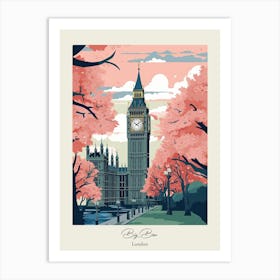 Big Ben, London   Cute Botanical Illustration Travel 10 Poster Art Print