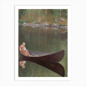 Woman In A Canoe Art Print