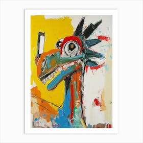 Abstract Wild Brushstroke Dinosaur Taking A Selfie 1 Art Print