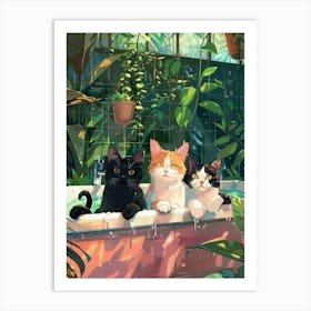 Cats In The Tub 1 Art Print