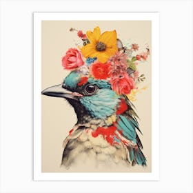 Bird With A Flower Crown Sparrow 4 Art Print