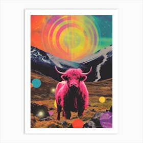 Highland Cattle Space Collage 2 Art Print