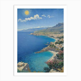 Sunlit Shores of Greece Aegean Coast Art Print