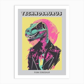 Punk Dinosaur Yellow & Pink Poster Art Print