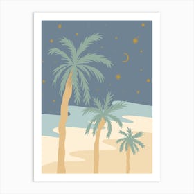 Palm And Peaceful Night Pastel Art Print