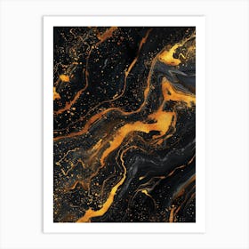 Abstract Black And Gold Painting 1 Art Print