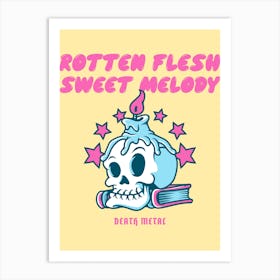 Rotten Flesh Sweet Melody Death Metal Inspired - Skull With A Candle Art Print