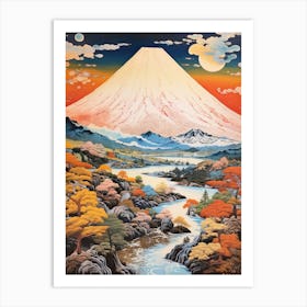Mount Gassan In Yamagata,, Ukiyo E Drawing 4 Art Print