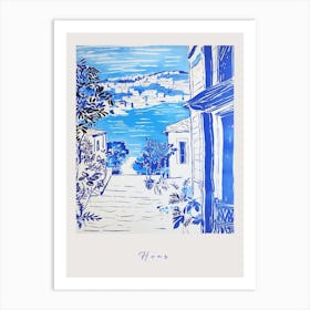 Hvar Croatia Mediterranean Blue Drawing Poster Art Print