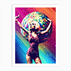 Woman Dancing Disco Ball Geometric 0 Art Print