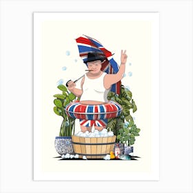 Churchill Using Foot Spa, in Bathroom Art Print