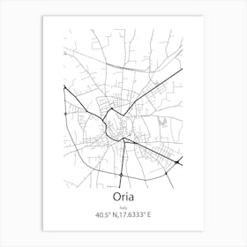 Oria,Italy Minimalist Map Art Print